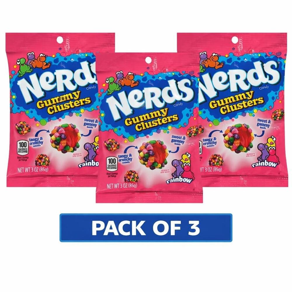 PACK OF 3 NERDS GUMMY CLUSTERS 3oz Bag (BUNDLE)